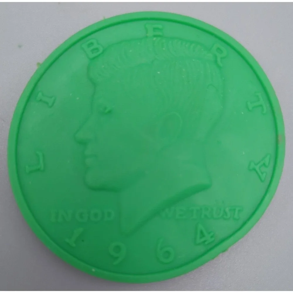 Novelty 1964 JFK Kennedy US‎ Half Dollar Eraser Green Rubber Error Coin Gag Gift